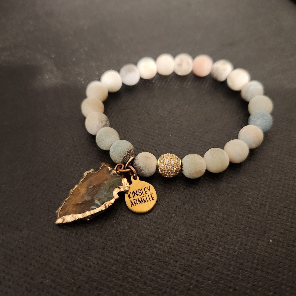 Kinsley Armelle Frosted Stone Bracelet with Gold Charm